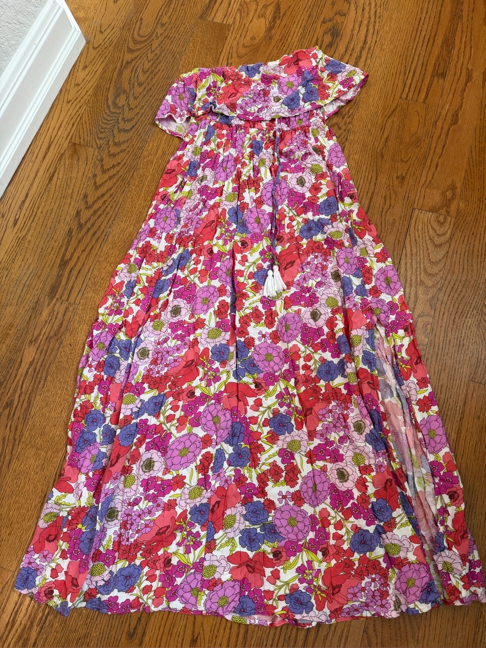 Japna Pink & Purple Floral Off-Shoulder Maxi Dress